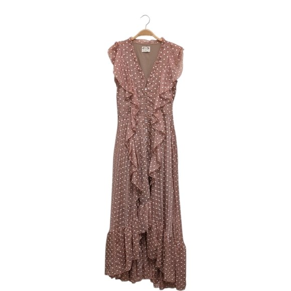 Joyfolie Cass Maxi Dress in Warm Sand/Pinkish Taupe Cream Flowers XS - Picture 3 of 11